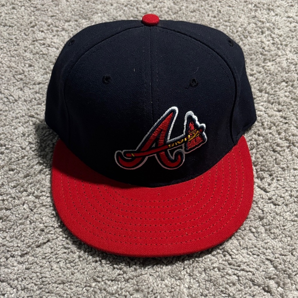New Era Navy and Red Atlanta Braves Logo Fitted Hat
